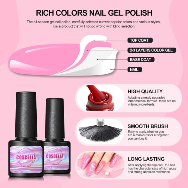 10 färger gellack, nagellack gel nagel soak off gellack UV nagellack nagelset,