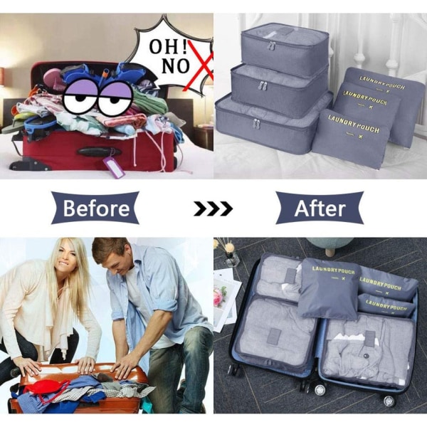 Resväskor, 6-pack set för kläder resväskor GRÅ