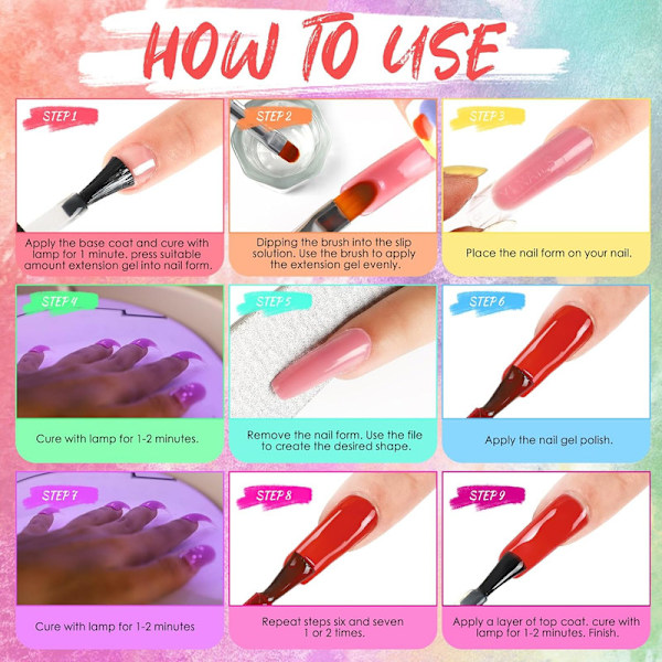 23-delars UV-nagellackset med lampa, 16 färger gelnagellackset & 4 färger polygelnagelset