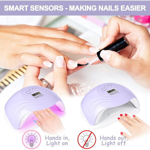 UV LED-lampa för naglar, 168W Nageltork Gel Nagellack, Bärbar USB laddning