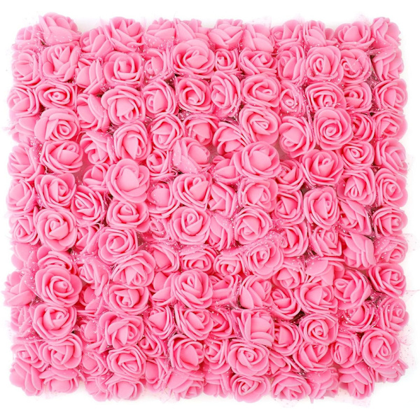 Rosa konstblommor för hantverk, 144 stycken små konstgjorda blommor, 2,5 cm
