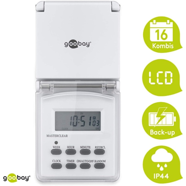 Digital Timer/IP44/Programmable/Indoor and Outdoor/LCD Display, Easy to Use
