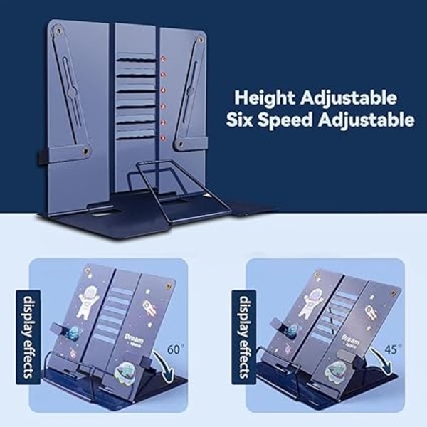 Carimee Reading Book Stand, Lightweight Cookbook Stand, Textbook Recipe Holder with Astronaut Pattern,