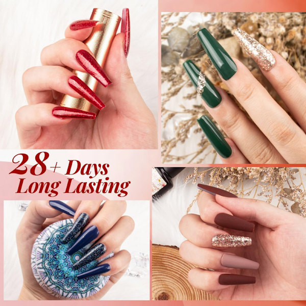 48 stycken  UV Nail Polish, Shellac Nail Polish med Base Coat Top Coat & Matte Top Coat,