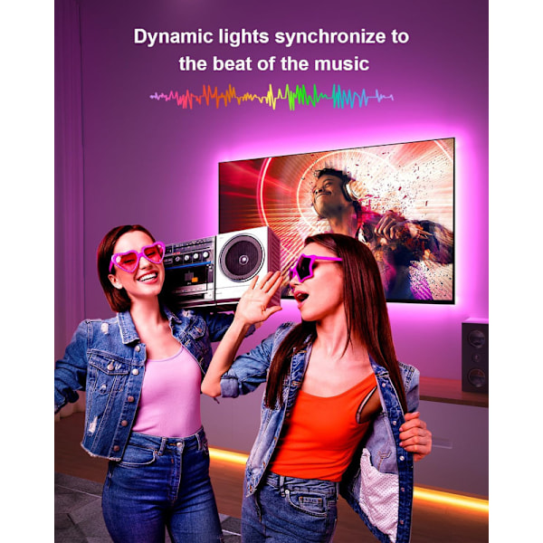 LED Remsa 30m, LED Sovrum, LED Remsa RGB Ljus, Bluetooth Applikationskontroll Synkroniserad