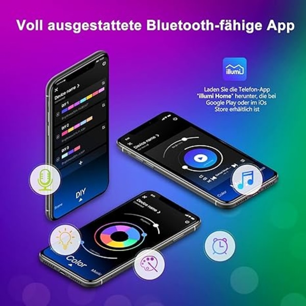 LED-remsa 15 m, Bluetooth LED-remsa 15 m, RGB LED-ljusslinga, remsa ljus med fjärrkontroll