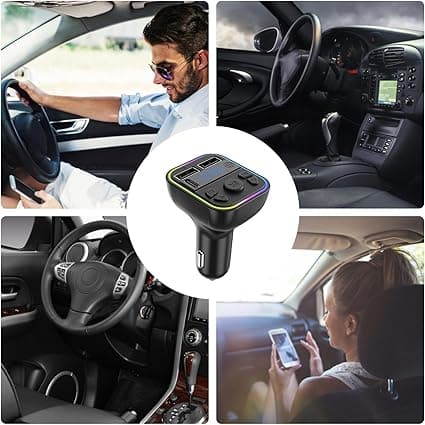 Wireless car adapter, Bluetooth car transmitter, wireless audio receiver, multifunctional design,