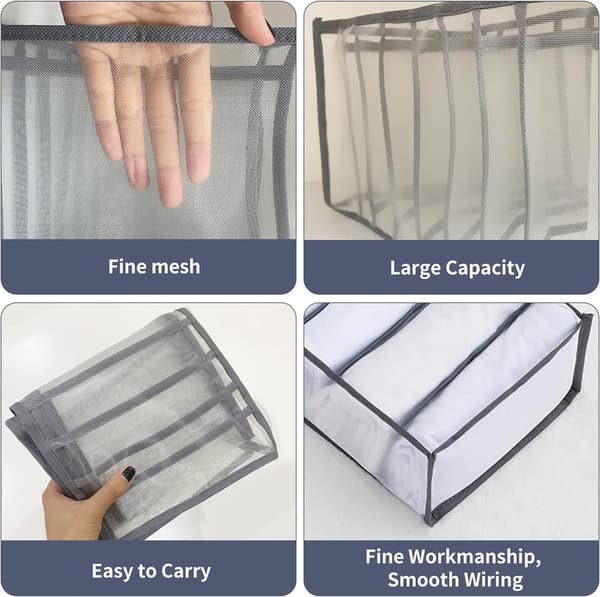 6 Pieces Mesh Clothes Storage Foldable Closet Organization System Storage Boxes