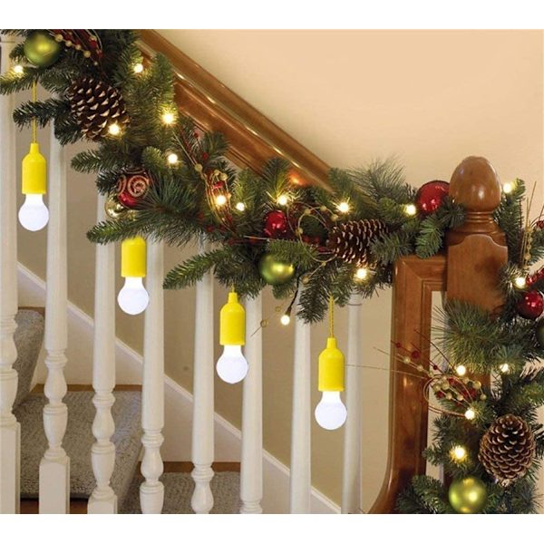 4 Pack 5W LED Traction Cord Light Bulb, Portable Led Bulb On A Rope Hanging Night