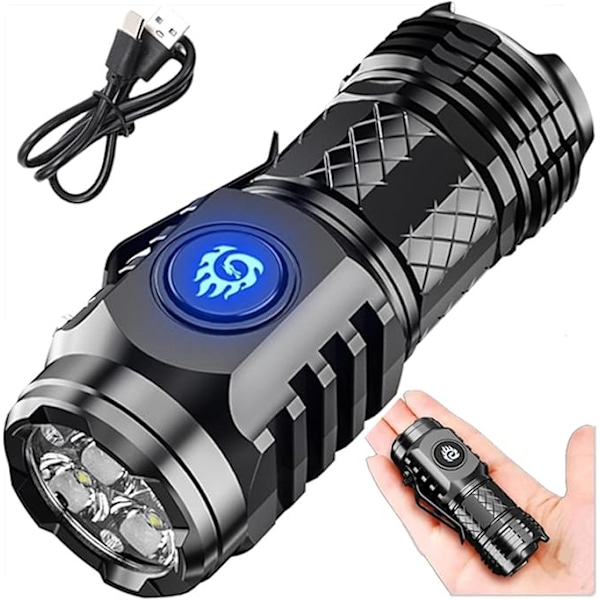 Three-eyed Monster Flashlight Portable Mini Flashlight Five Modes Super Bright Hand Flashlight Rechargeable
