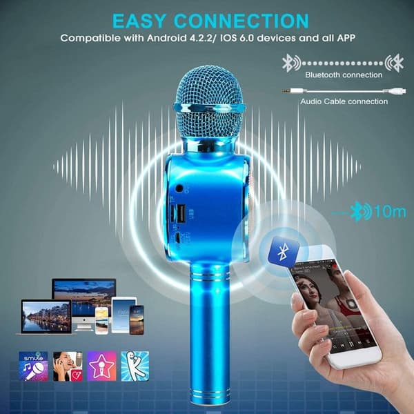 Karaoke Microphone, Bluetooth Microphone (Blue)