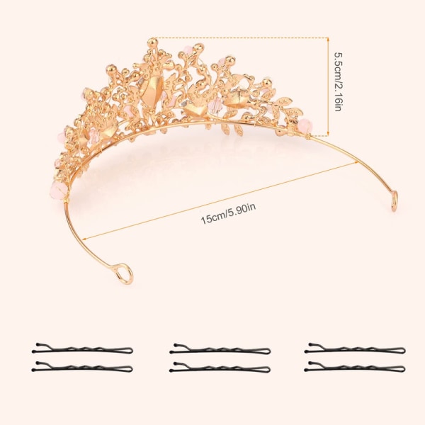 Pink Crystal Crown, Girl Princess Crown Sweet Pink Crystal Tiara för flickor