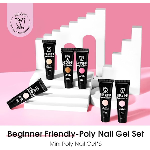 Nagel Poligel 6 Färger 10ml, Nagelbyggnadsgel Kit Förlängning för Nybörjare,