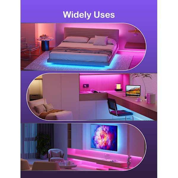 LED Strip 10m, RGB 5050 LED Strips, 30 LEDs/Meter, App and Remote Control, 300 LED