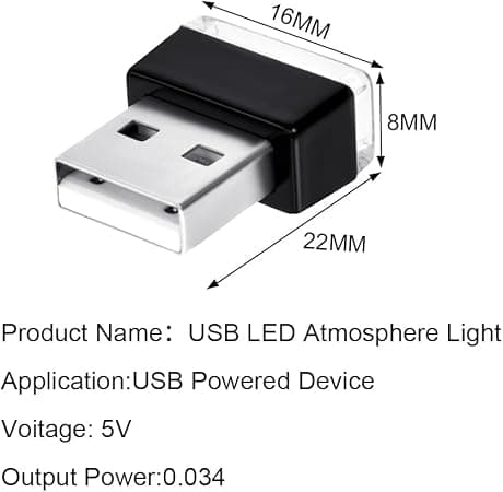 USB Car Ambient Lighting - 6pcs Monochrome LED Interior Atmospher