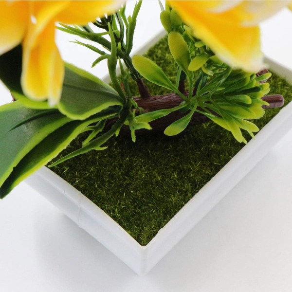 Konstgjord krukväxt Konstgjord Bonsai Blomma Plast Liten Dekorativ (Gul, 21 * 20 cm)