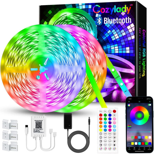 Bluetooth LED Strip, Smart App Control, Music LED-ljuskedja med färgförändring, (15 meter)