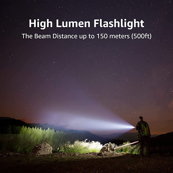 LED Flashlight, Outdoor Sports Waterproof Flashlights, (Black 2 Pack)