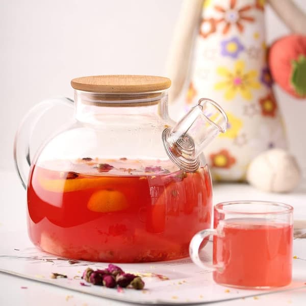 Glass Teapot with Built-in Tea Strainer (1L + 4 (125ml))