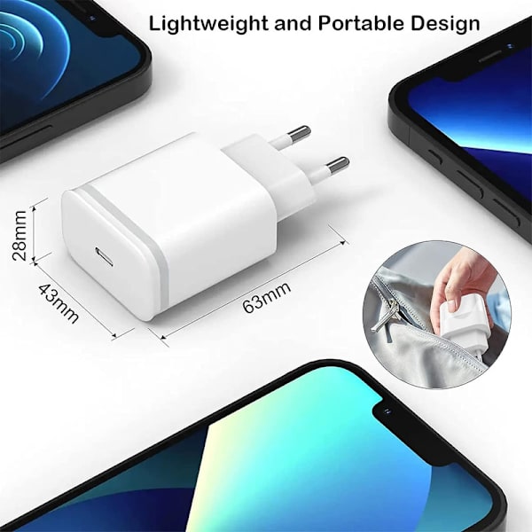 iPhone laddare, 20W USB C snabbladdare, 20W USB C snabbladdare