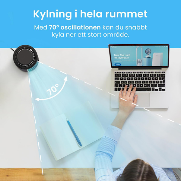 33 cm Desktop Mini Tower Fläkt med 3 fläkthastigheter, bärbar kompakt fläkt,