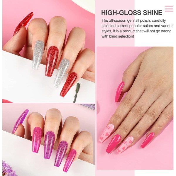 Gel Nail Polish Set 20 Pieces with 36W LED Light Top Base Coat,