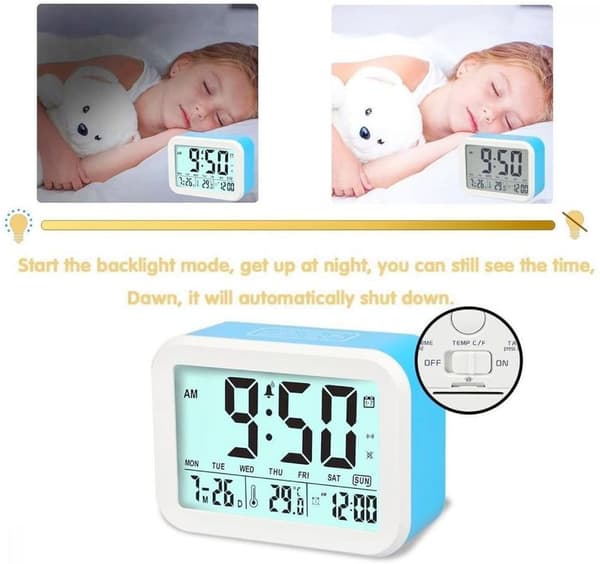 Smart digital väckarklocka med temperaturkalender Slu