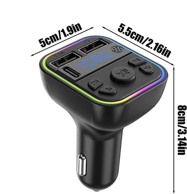 Wireless car adapter, Bluetooth car transmitter, wireless audio receiver, multifunctional design,