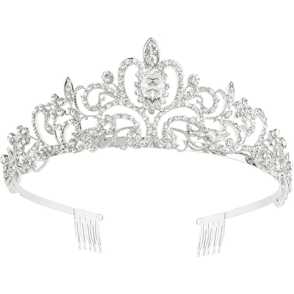 Bröllop Tiara Bride Tiara Pannband Crystal Strass Tiara Crown med kam för brud