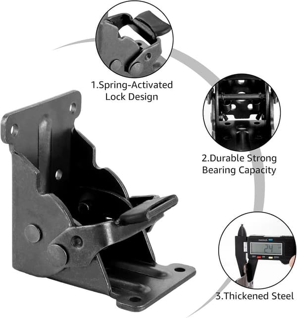 4 Pieces Table Legs, Folding Hinges 0-90 Degree, Folding Hinges, Support Holder with Locking, Table Legs,