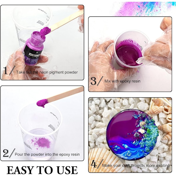 pigmentpulver – 10 färger neon nagelpulver fosforpulver för epoxiharts, nagelkonst, mugg, slem – lysmedel