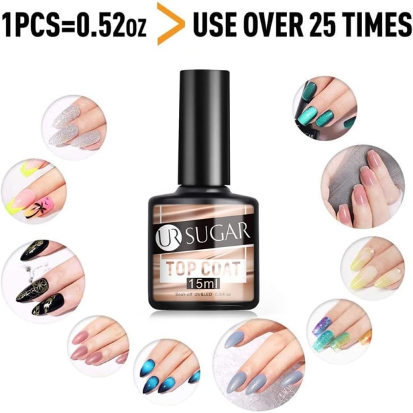 15 ml UV-nagellack, bas, gel, topplack, set,