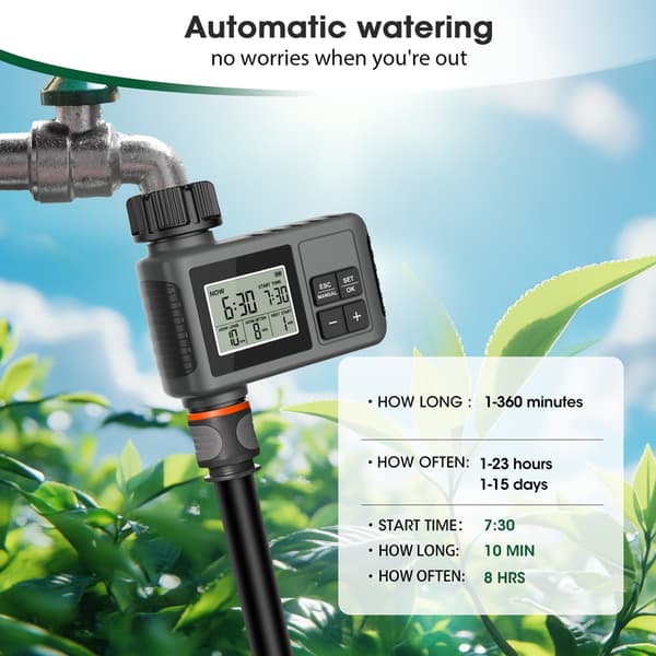 Insoma Automatic Water Timer Intelligent Irrigation Watering System Sprinkler Timer Garden Programmer Equipment IPX7 LCD Display