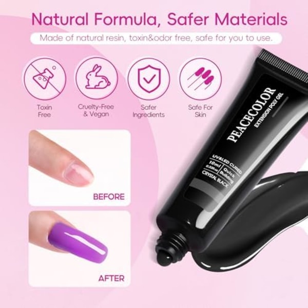 Nagelrekonstruktionskit 10 färger rosa vit orange svart transparent