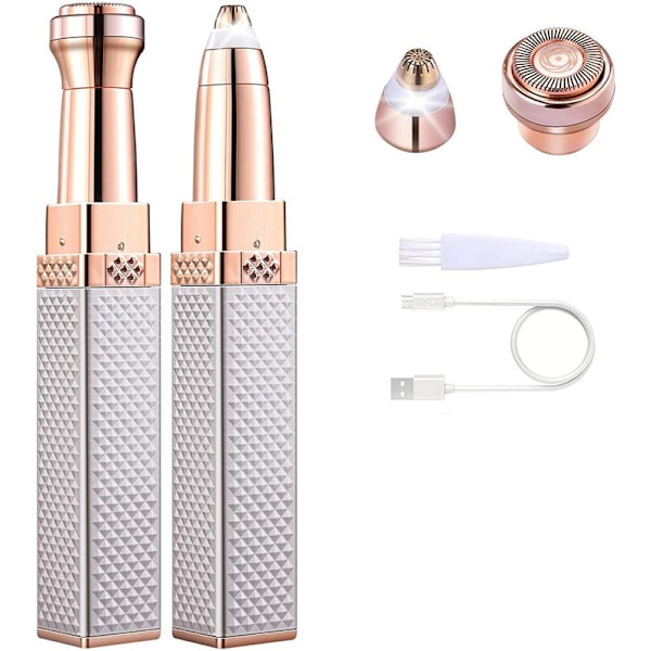 2 i 1 Uppladdningsbar Epilator Ögonbryns Trimmer och Ansiktsrakare för Kvinnor