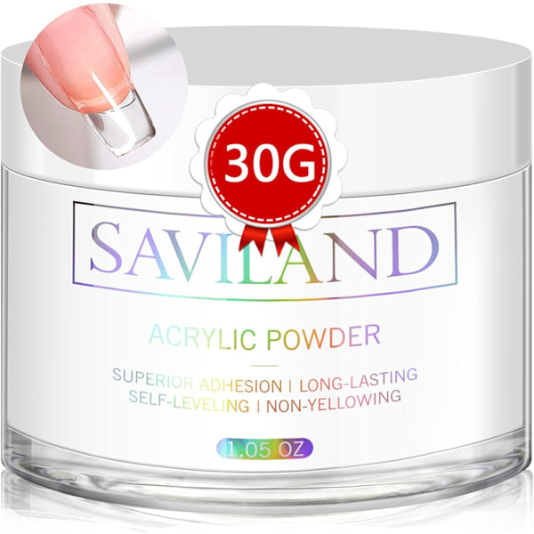 Klart akrylpulver – 30 g professionellt akrylnagelpulver för akrylnagelförlängning