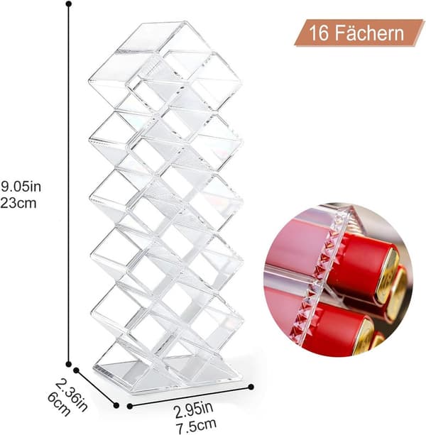 Organizer Drawer - 16 Slots Acrylic Holder, Makeup Organizer Storage Transparent Plastic Stand,