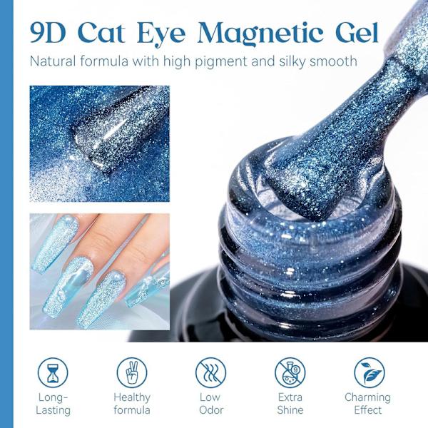 Cat Eye UV-gellackset - 2 färger UV-gellack glitter Cateye UV-gellackset 10ml
