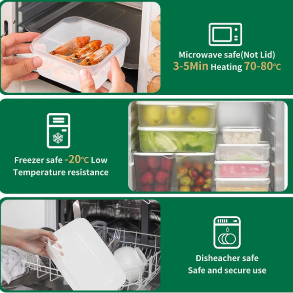 17- set frysbehållare i plast, frysbehållare, matförvaringsbehållare med lock,