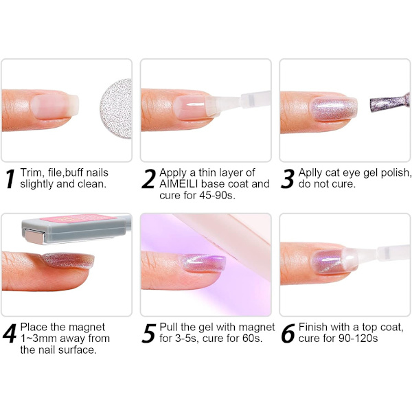 9D Magnetisk Gel Nagelfärg Set med Magnetisk Stick 6st X 10ml - Presentset 49