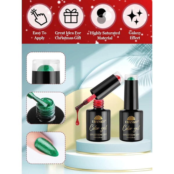 12 färger jul gel nagellack set, nagellack kit för kvinnor flickor DIY nagelkonst