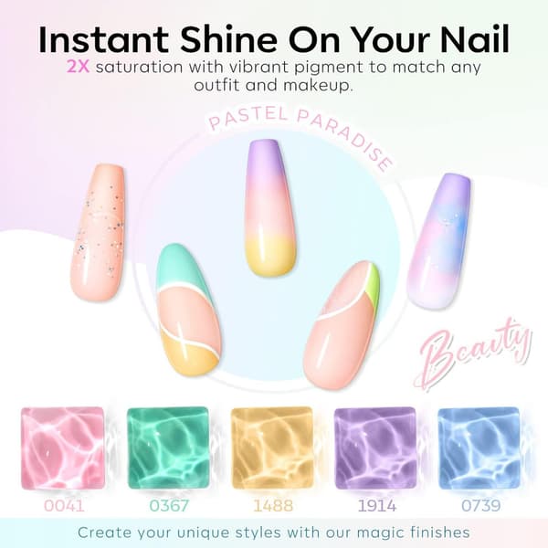 40 st Gellack, 36 st Pastel Dream Collection Macaron Glitter Sommar Snack Gellack,
