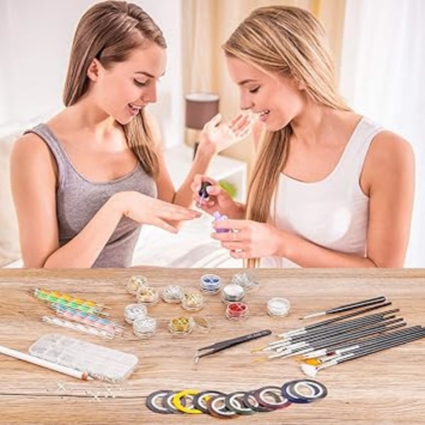 45 Pieces Nail Art Decoration Accessory Set, Nail Brush Rhinestone Glitter Gold Foil Nail Design