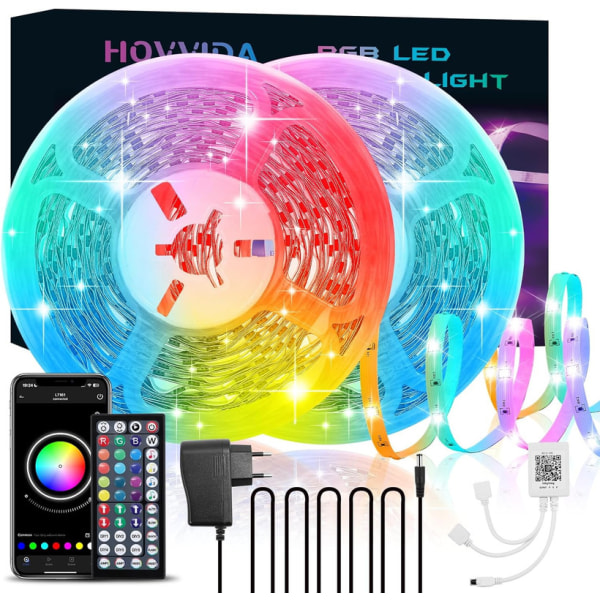 LED Strip 20M, RGB 5050 LED Strips, 30 LEDs / Meter, App and Remote Control,
