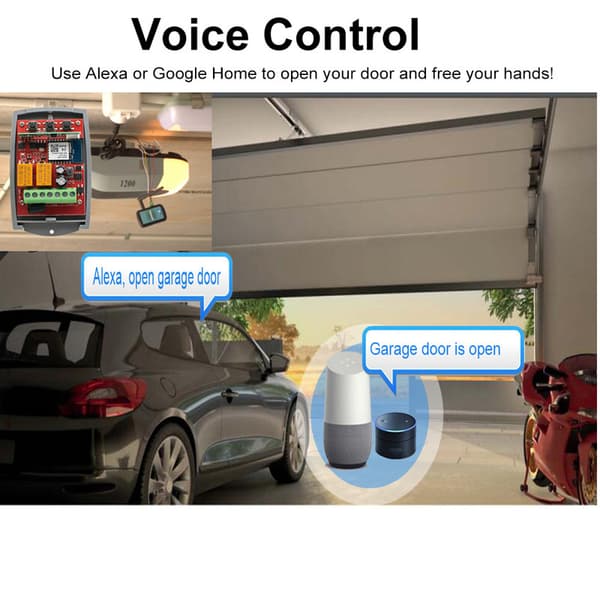 Smart Wifi Door Switch Universal Garage Door Receiver 2CH Remote Control Gate Opener Controller 433mhz 433.92 Transmitter