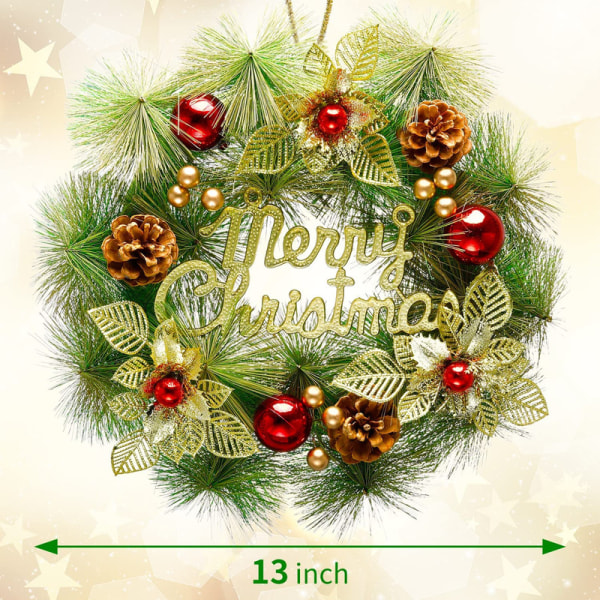 Julkrans, konstgjord julkrans, kransvägghängande med bladguld, 30cm)