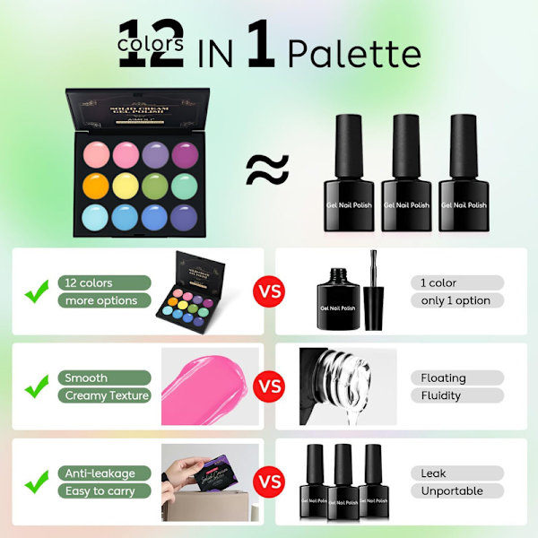 Solid Gel Nagellack 12 Färger Solid Gel Nagellack Palett Set