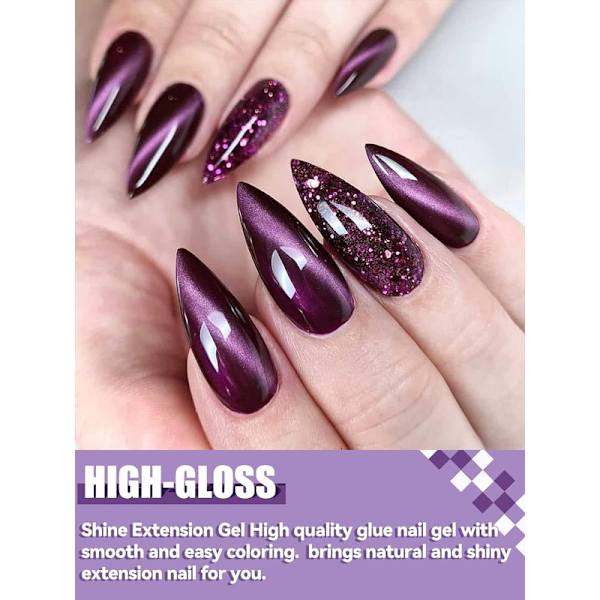 Poly Gel Nagelförlängningskit, 6 Färger Glitter Poly Nagelförlängningsgel Kit Nagelbyggargel Professionellt Poly Gel Nagelförlängningskit