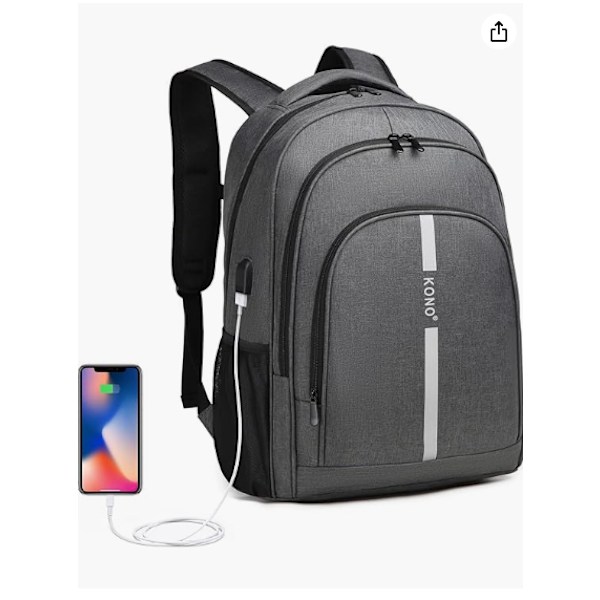 Laptopryggsäck Affärsresor Arbete Datorryggsäck med USB laddningsport Stor