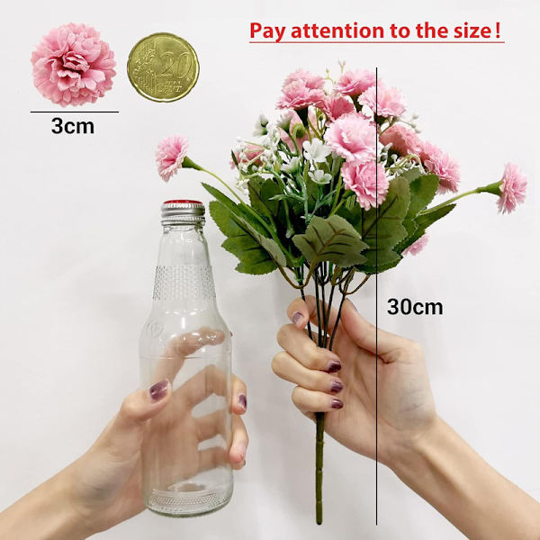 Konstgjorda nejlikor Blommor 60 knoppar 3 buntar Realistisk minikrysantemum